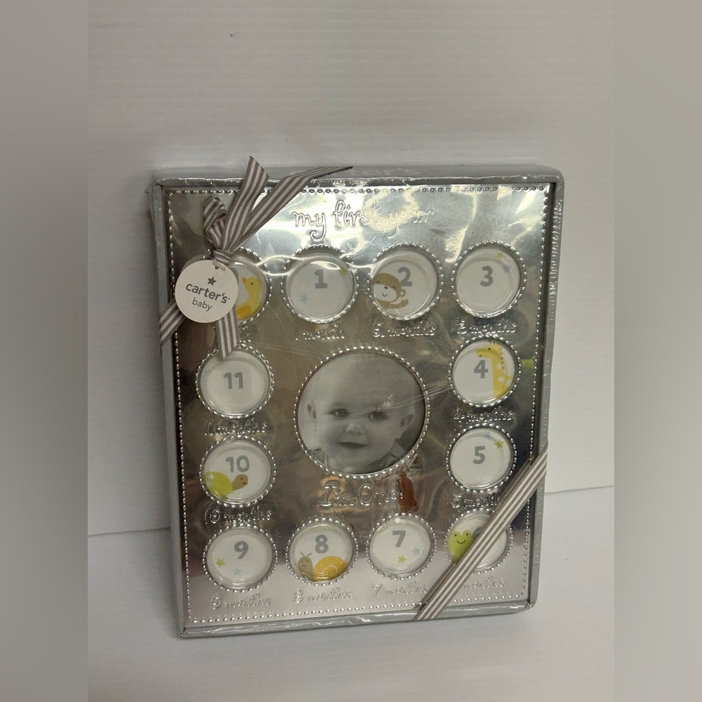 BRAND NEW Carter’s My First Year Silver Picture Frame Newborn To 1 Year Old